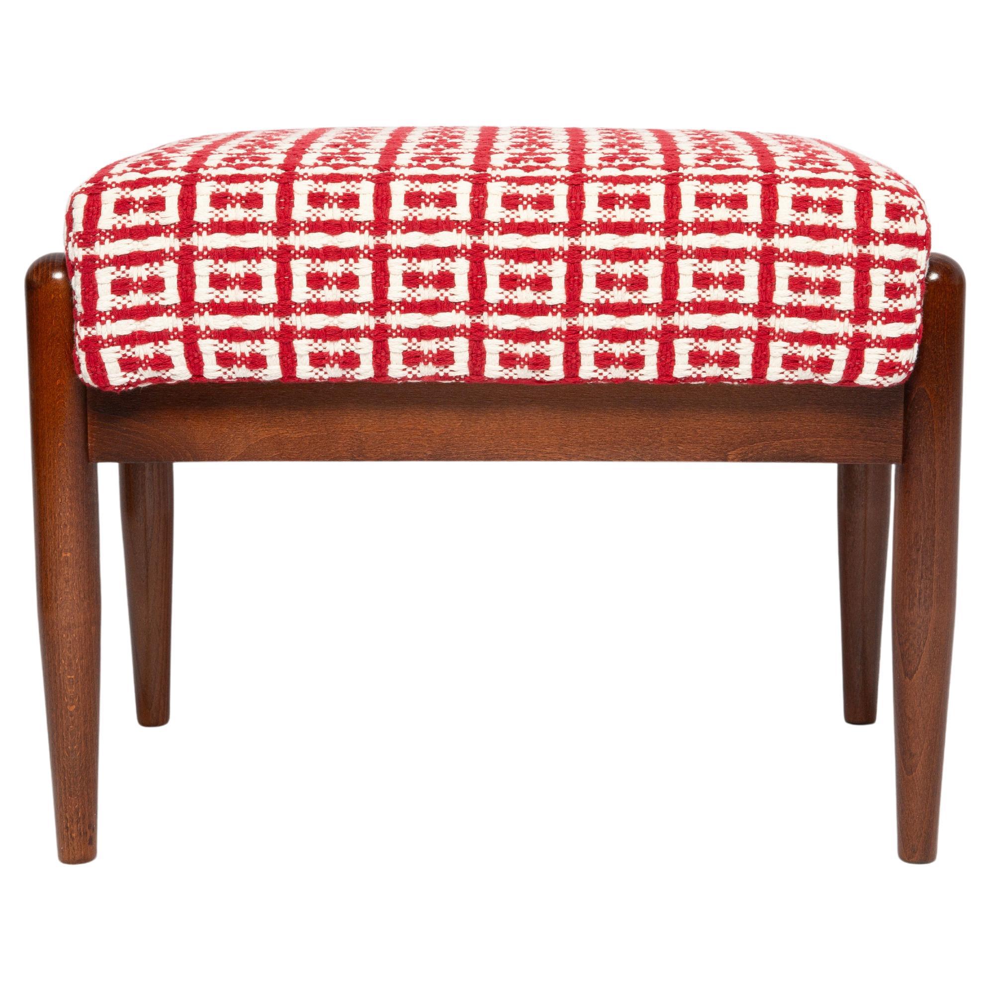 Sgabello GFM di metà secolo in tweed jacquard Dedar geometrico, E. Homa, Europa, anni '60 in vendita