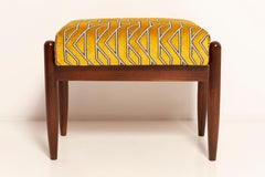 Mid Century GFM Stool in Yellow Jacquard by Casamance, E. Homa, Europe, 1960s