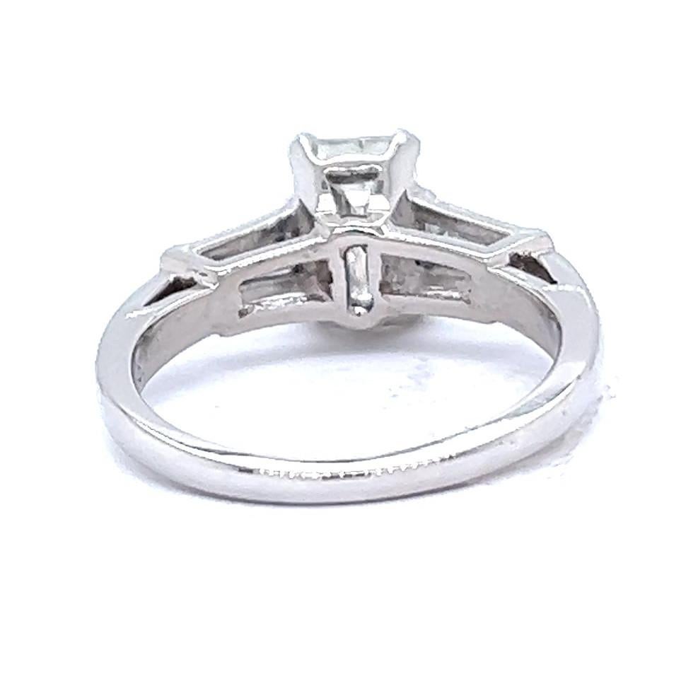 Mid-Century GIA 0.96 Carat Emerald Cut Diamond Platinum Engagement Ring 2