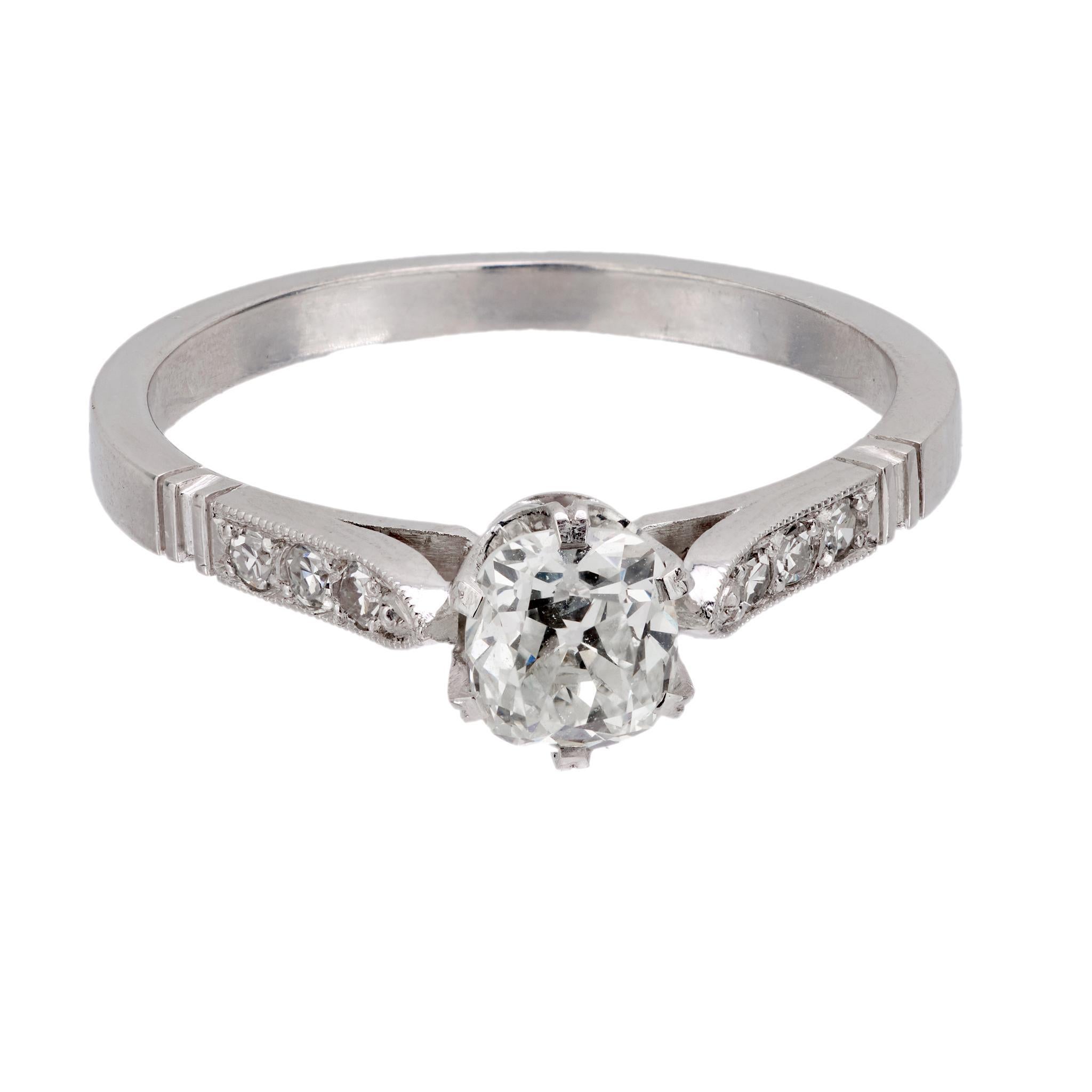 Moderno Anello di fidanzamento in oro bianco di metà secolo GIA da 1,02 carati con diamante 18k in vendita