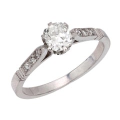 Mid Century GIA 1.02 carat diamond 18k white gold engagement ring