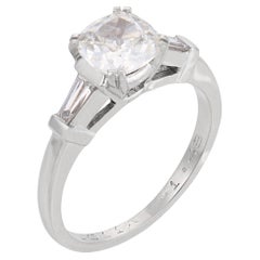 Mid Century GIA 1.02 carat old mine cut diamond platinum engagement ring