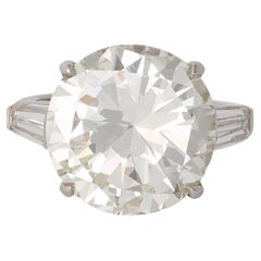 Midcentury GIA 10.27 Carats Round Brilliant Cut Diamond Platinum Ring