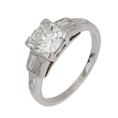 Mid Century GIA 1.12 carat old European cut diamond engagement ring
