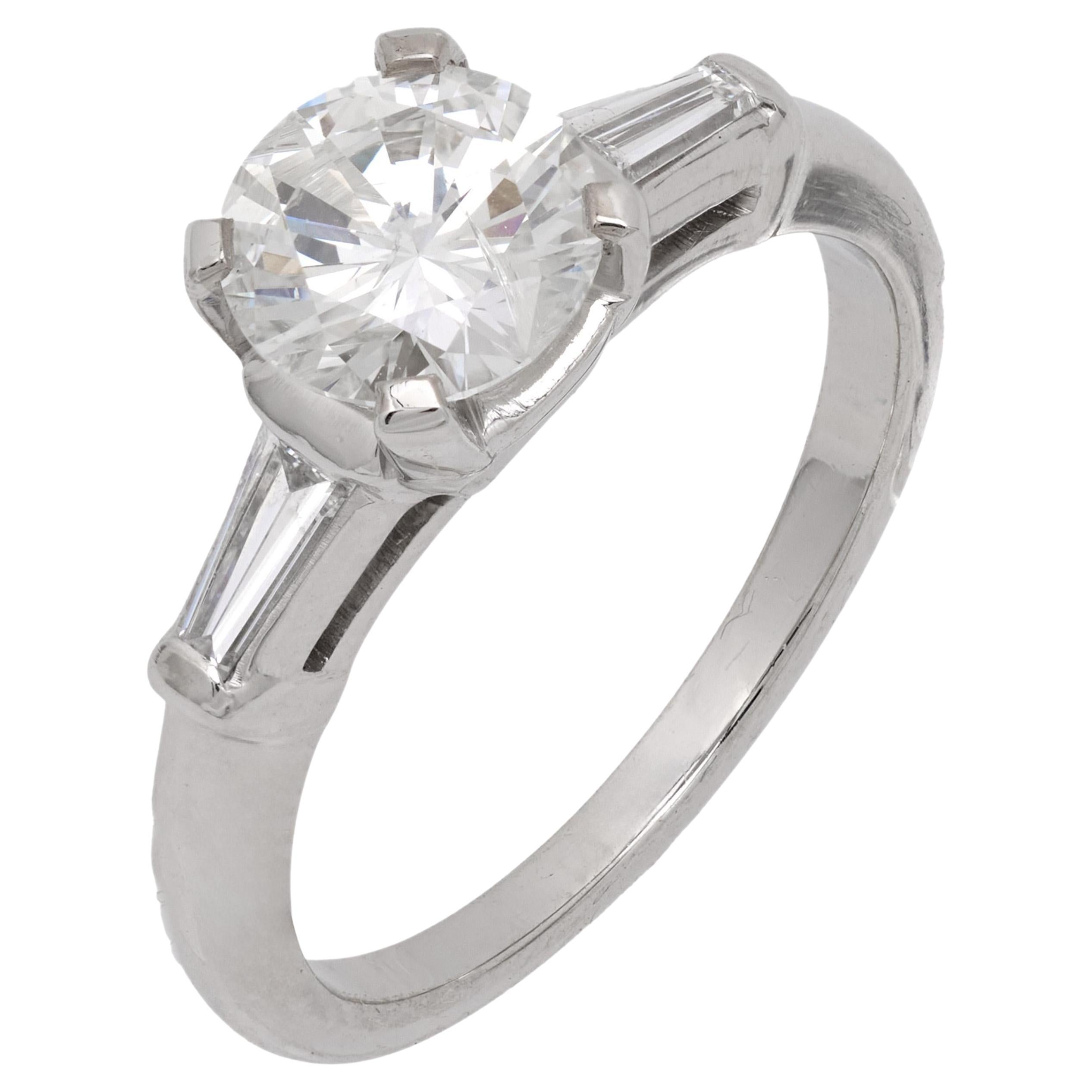 Anello di fidanzamento in platino con diamante GIA da 1.15 carati di metà secolo