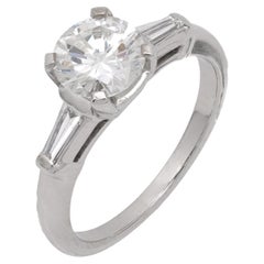 Bague de fiançailles en platine avec un diamant de 1.15 carat GIA du milieu du siècle dernier