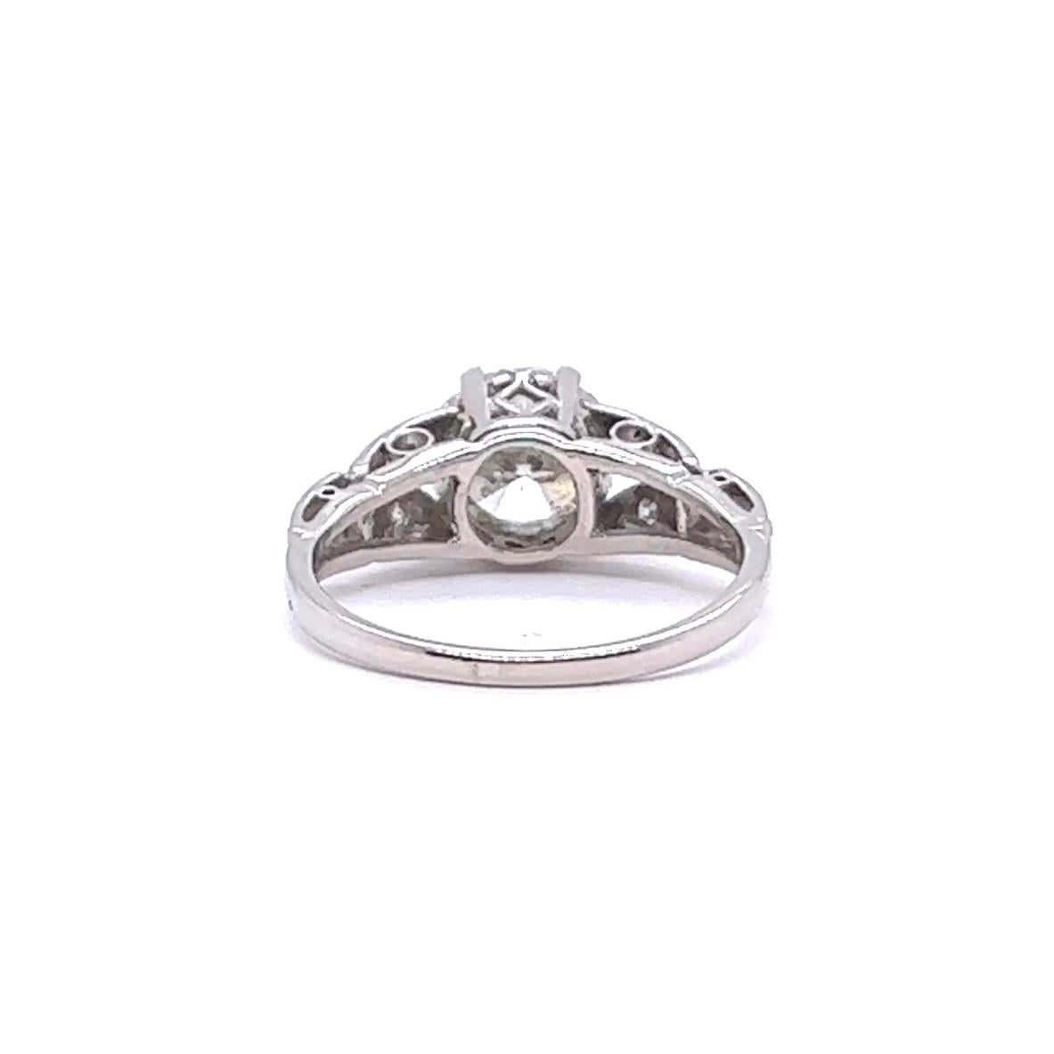 Mid Century GIA 1.17 Carats Diamond Platinum Engagement Ring 1