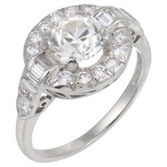 Mid Century GIA 1.25 carat old European cut diamond platinum engagement ring