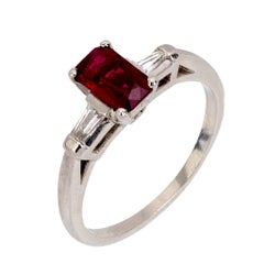 Mid Century GIA 1.25 carat ruby diamond platinum ring