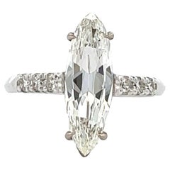Mid Century GIA 1,45 Karat Marquise Cut Diamant 14 Karat Weißgold Ring