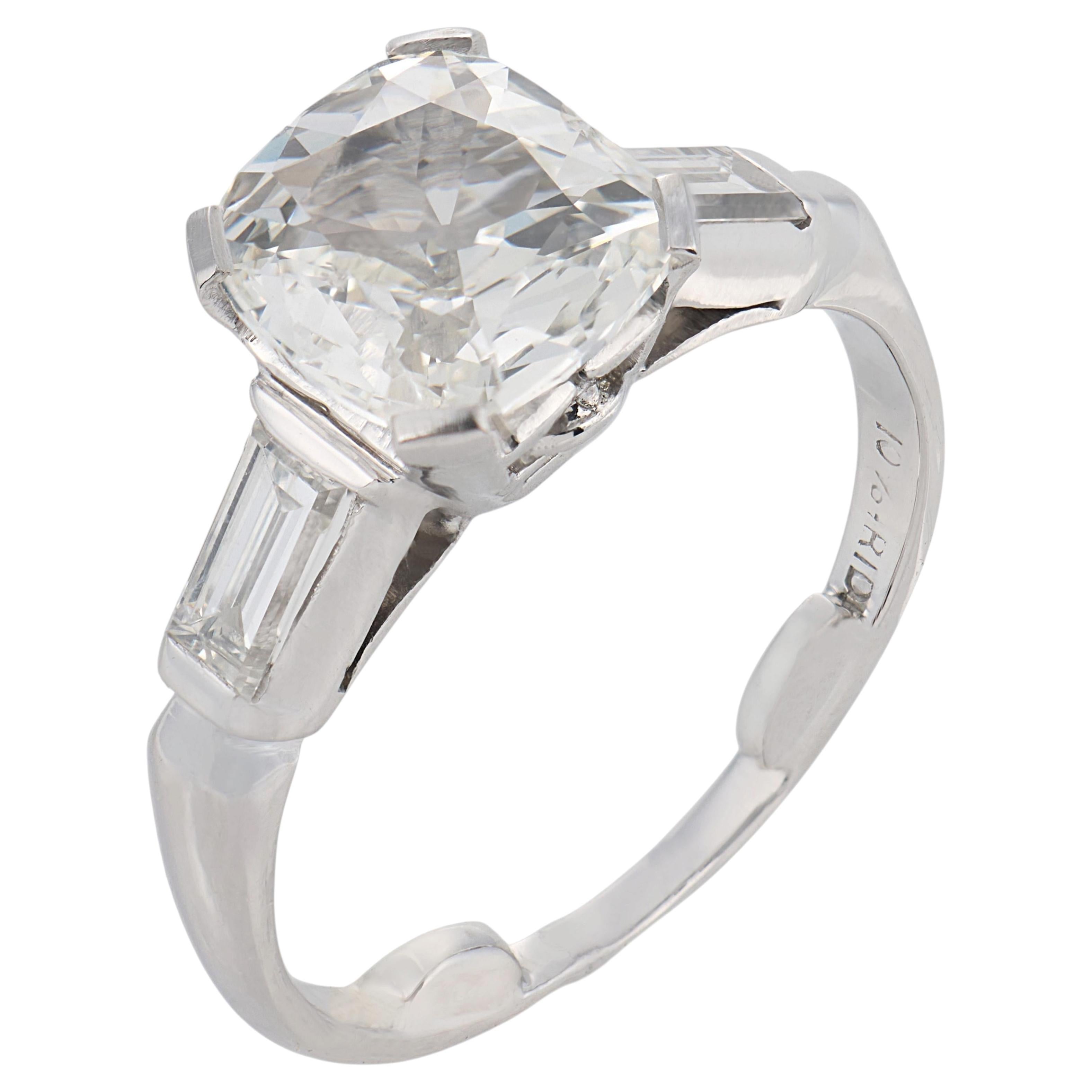 Mid Century GIA 1.51 carat diamond platinum engagement ring