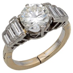 Mid Century GIA 1.52 carat diamond platinum engagement ring