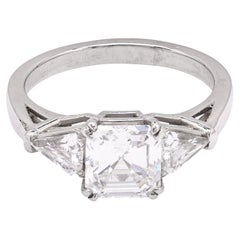 Platinring mit GIA 1,53 Karat Diamant im Asscher-Schliff aus der Mitte des Jahrhunderts