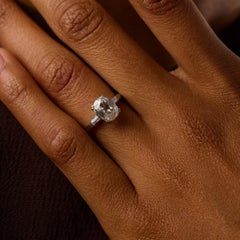 Mid Century GIA 1.53 carat old mine cut diamond platinum engagement ring