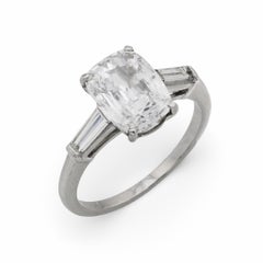 Bague de fiançailles du milieu du siècle en diamant taille coussin de 1,56 carat GIA