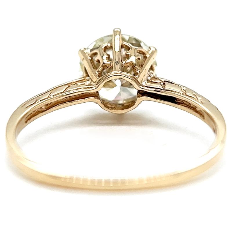 Mid-Century GIA 1.61 Carat Round Brilliant Cut Diamond Yellow Gold Solitaire In Excellent Condition In Beverly Hills, CA