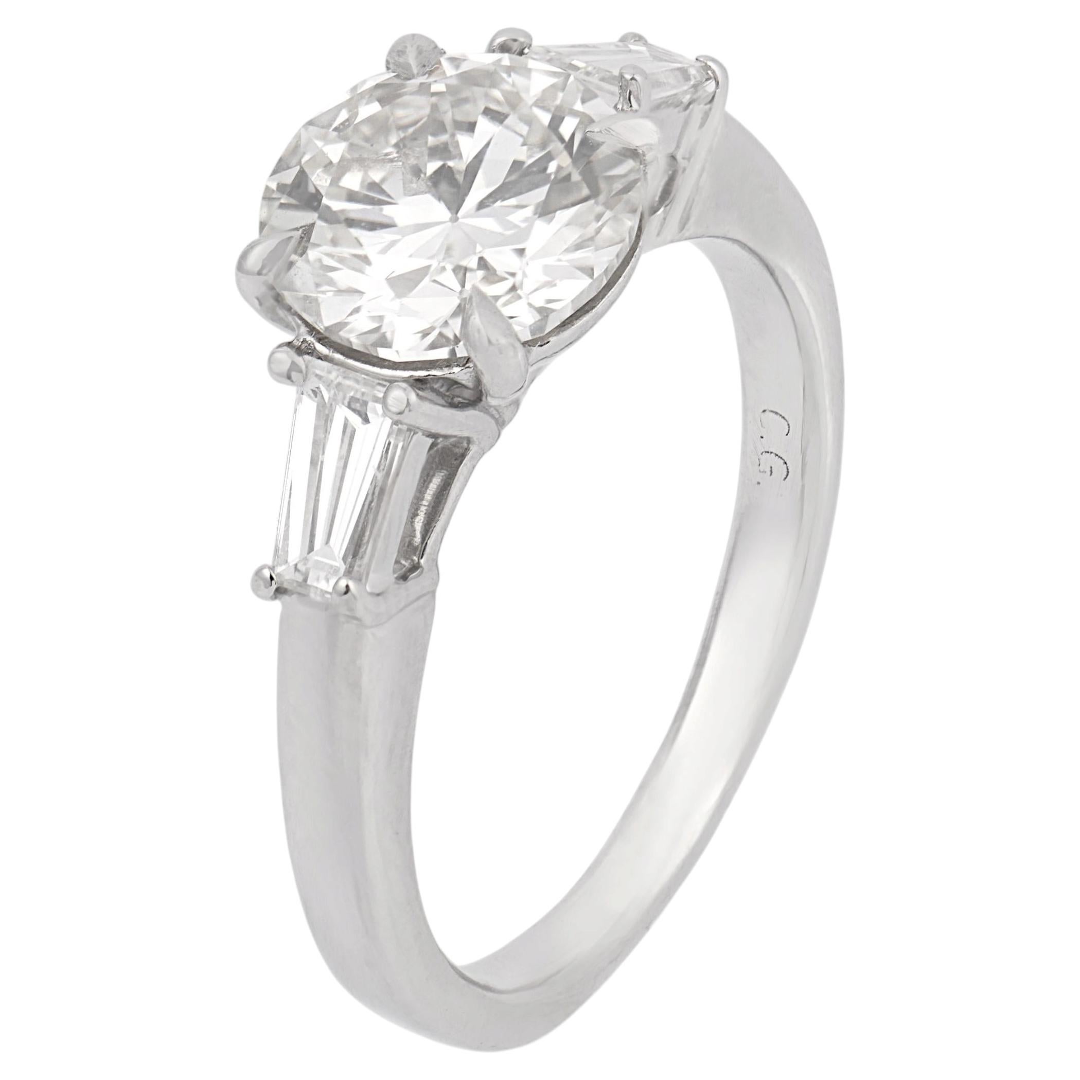 Mid Century GIA 1.63 carat diamond platinum engagement ring