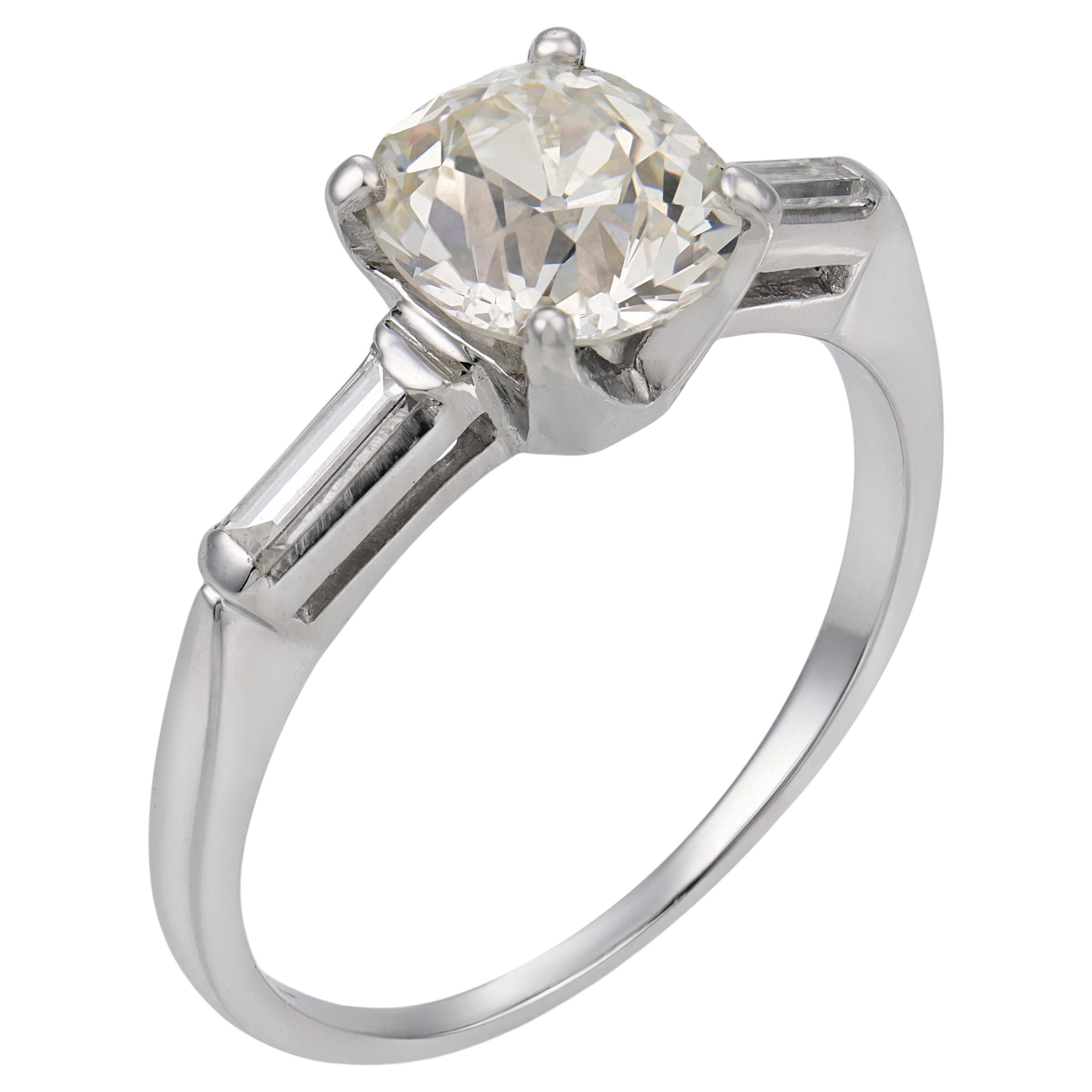 Mid Century GIA 1.80 carat diamond platinum engagement ring