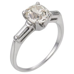 Mid Century GIA 1.80 carat diamond platinum engagement ring