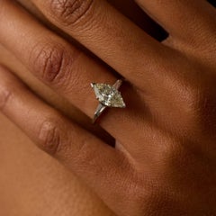 Mid Century GIA 2.00 carat marquise cut diamond platinum engagement ring