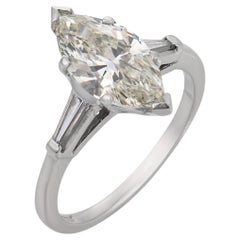 Mid Century GIA 2.00 carat marquise cut diamond platinum engagement ring