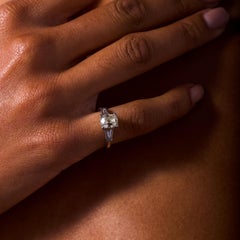 Mid Century GIA 2.01 carat old mine cut diamond platinum engagement ring