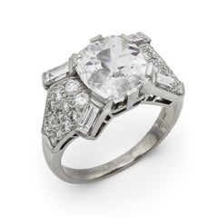 Mid Century GIA 2.01 carat old mine cut diamond platinum engagement ring