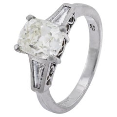 Anello di fidanzamento in platino di metà secolo GIA con diamante taglio old mine da 2.01 carati