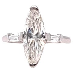 Mid Century GIA 2.02 Carat Marquise Diamond Platinum Ring