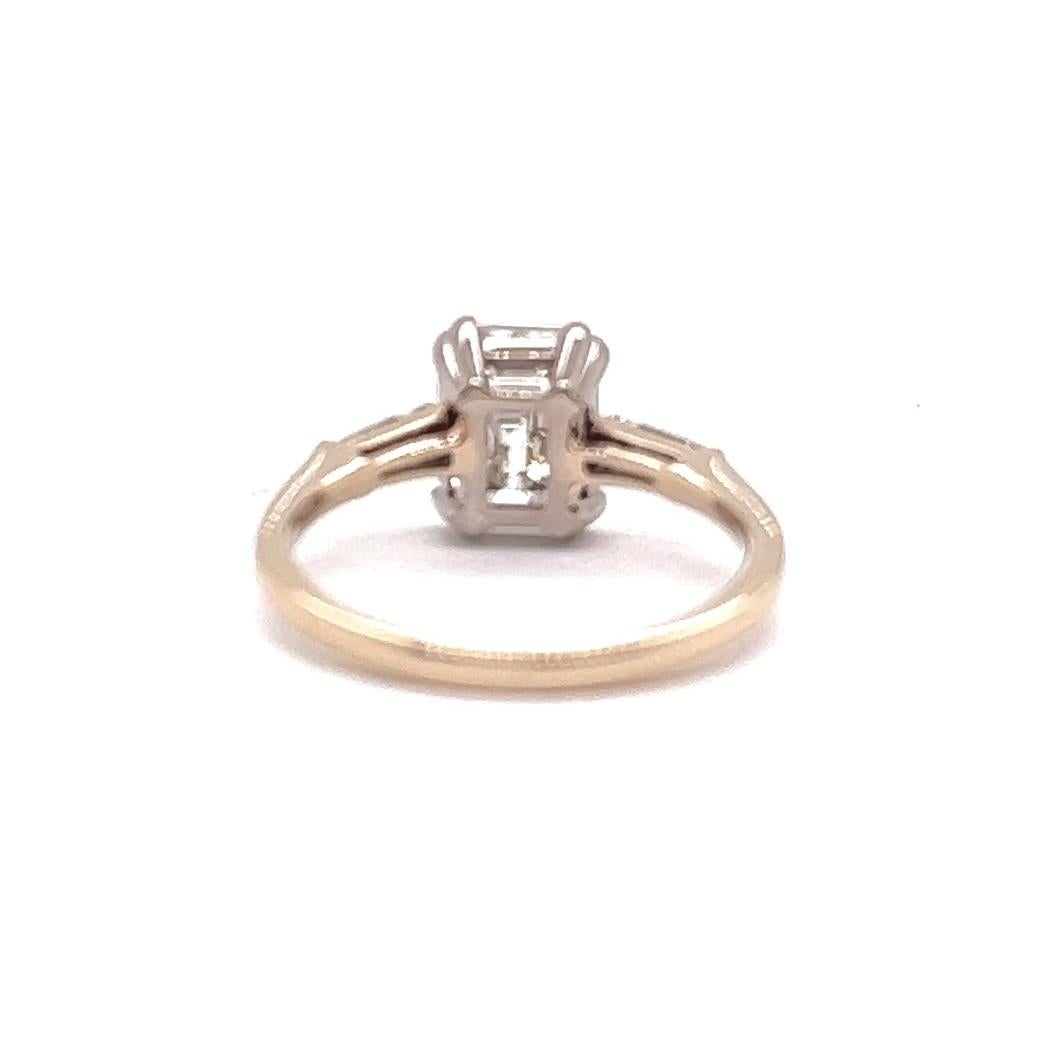 Mid Century GIA 2.03 Emerald Cut Diamond 18 Karat White Gold Engagement Ring 3