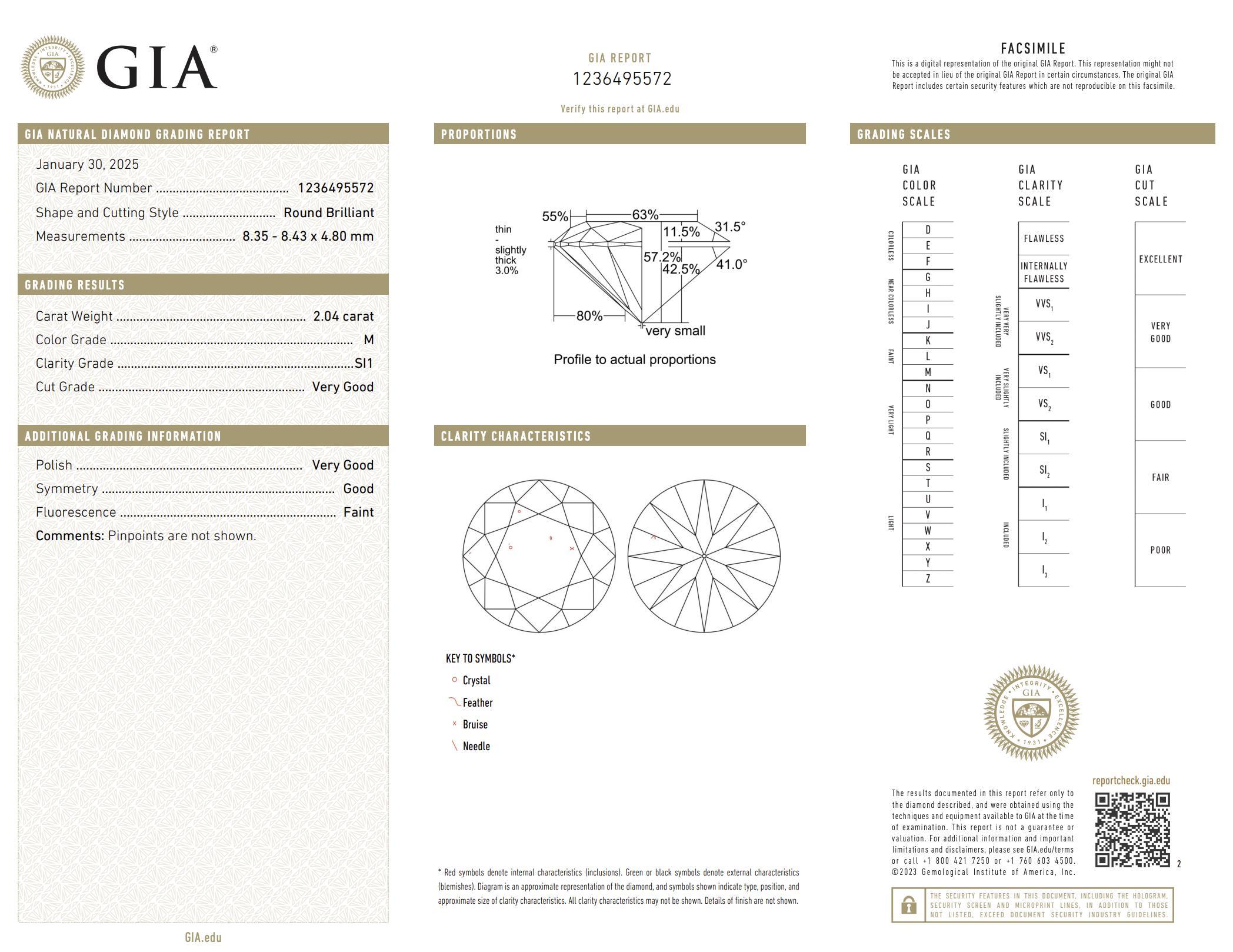Anillo de compromiso de oro blanco de 14k con diamante de 2,04 quilates GIA de mediados de siglo en Bueno estado para la venta en Beverly Hills, CA