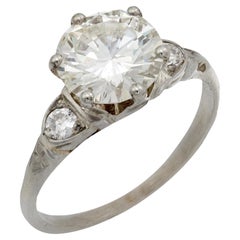 Anillo de compromiso de oro blanco de 14k con diamante de 2,04 quilates GIA de mediados de siglo