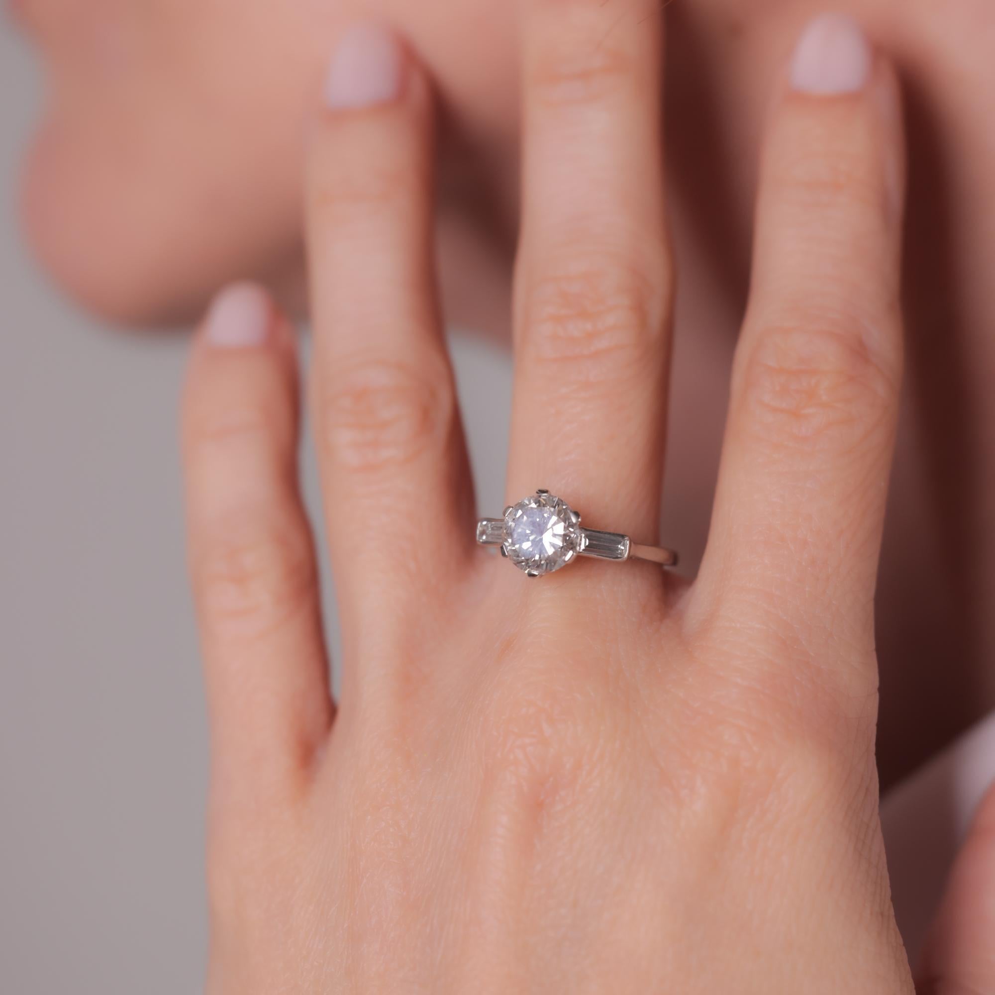 Brilliant Cut Mid Century GIA 2.05 carat platinum diamond engagement ring