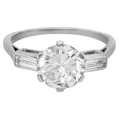Mid Century GIA 2.05 carat platinum diamond engagement ring