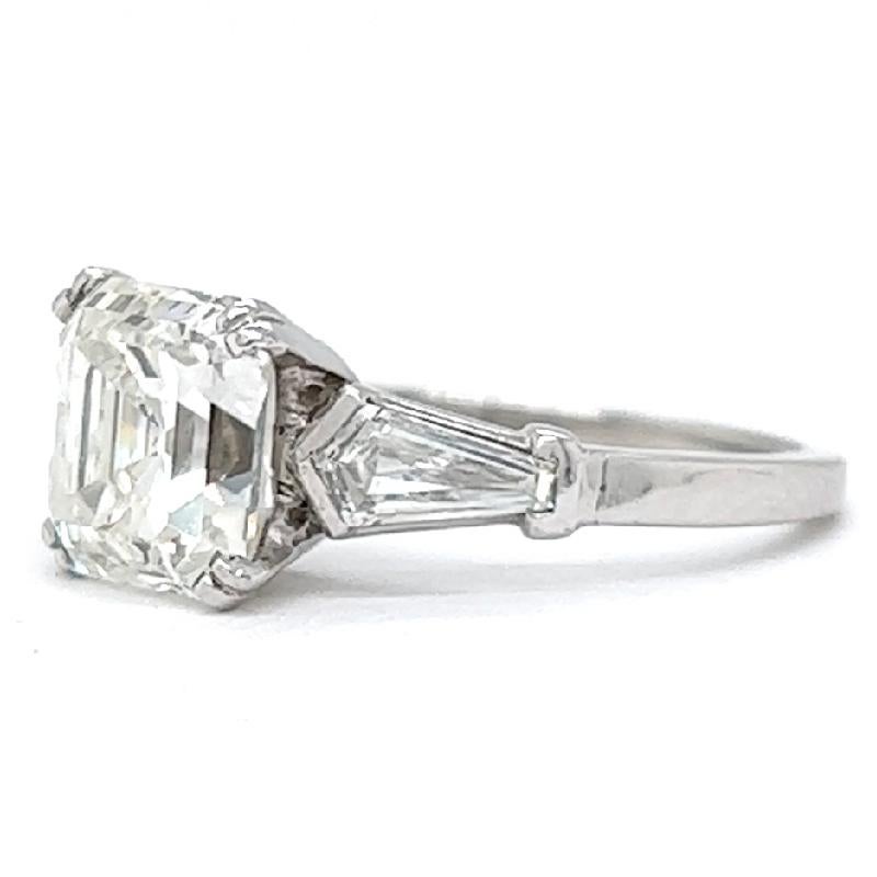 Mid Century GIA 2.17 Carats Emerald Cut Diamond Platinum Engagement Ring 1