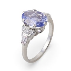 Mid Century GIA 2.41 carat no heat sapphire diamond platinum ring