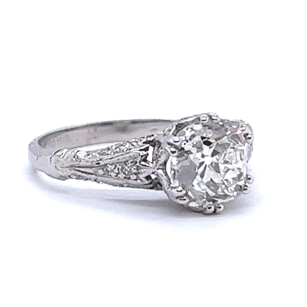 Women's or Men's Mid-Century GIA 2.46 Carats Old Mine Cut Diamond Platinum Engagement Ring