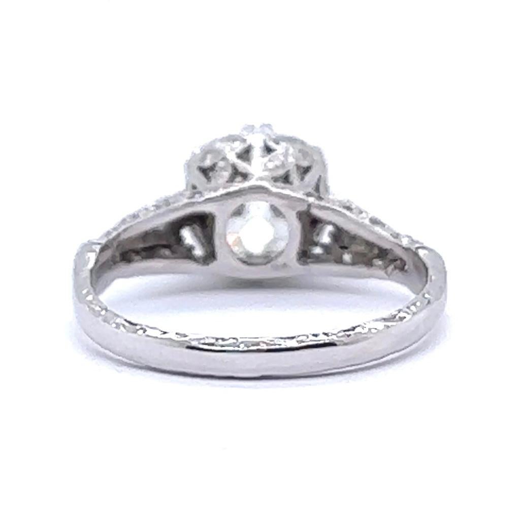 Mid-Century GIA 2.46 Carats Old Mine Cut Diamond Platinum Engagement Ring 2