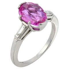 Mid Century GIA 2.53 carat no heat sapphire diamond platinum ring