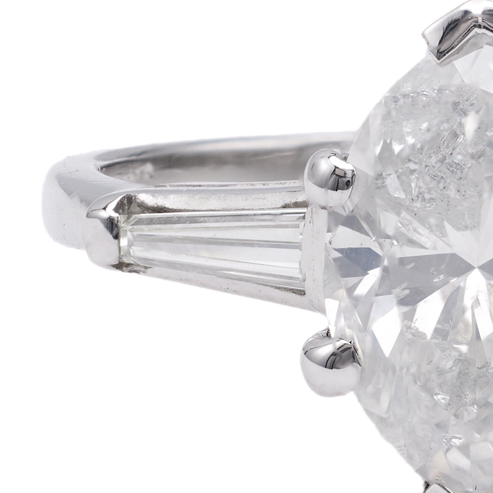 Mid-Century GIA 2.57 Carat Marquise Cut Diamond Platinum Ring 1
