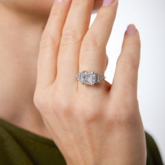 Mid Century GIA 2.70 carat asscher diamond platinum engagement ring