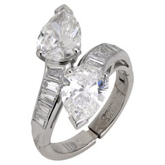 Mid-Century GIA 2,99 Karat Gesamtgewicht Diamant Platin Bypass-Ring
