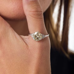 Mid Century GIA 3.04 carat round brilliant cut diamond platinum engagement ring