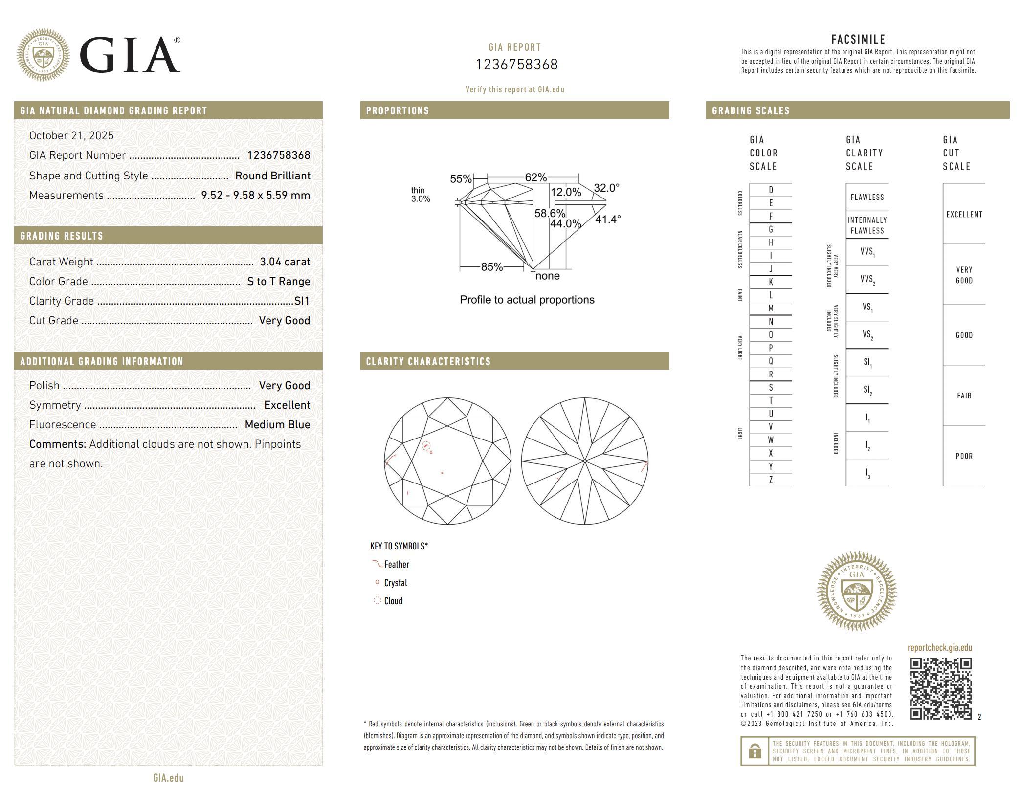 Anillo de compromiso de platino con diamante talla brillante redondo de 3,04 quilates GIA de mediados de siglo en venta 2