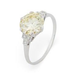 Anello di fidanzamento in platino con diamante rotondo taglio brillante da 3,04 carati GIA di metà secolo