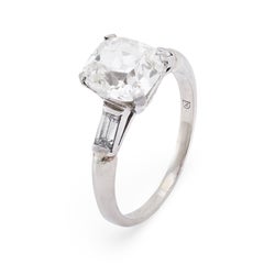 Anello di fidanzamento in platino di metà secolo GIA con diamante taglio old mine da 3.09 carati