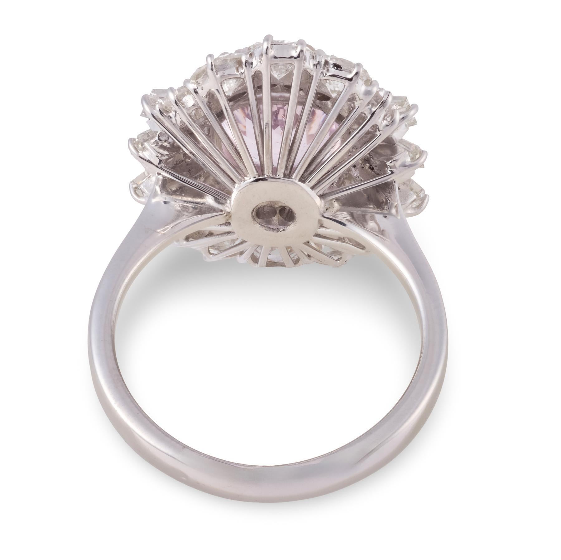 Mid Century GIA 3,12 Karat rosa Saphir-Diamant-Platin-Cocktailring Damen im Angebot