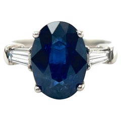 Anello in platino con zaffiro e diamante dello Sri Lanka da 3,42 carati GIA di metà secolo