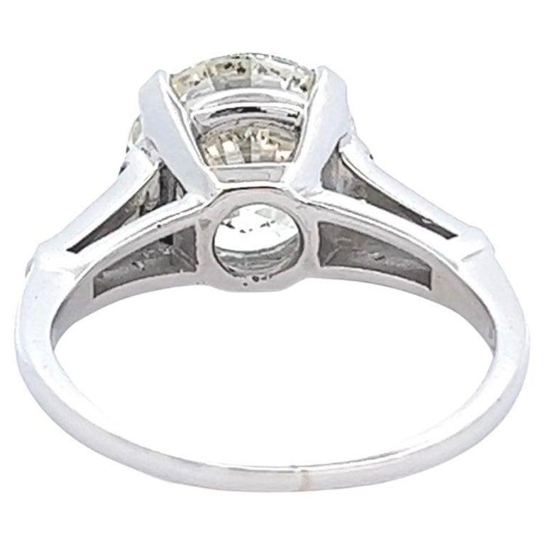 Mid Century GIA 4.10 Carats Round Brilliant Cut Platinum Engagement Ring 2