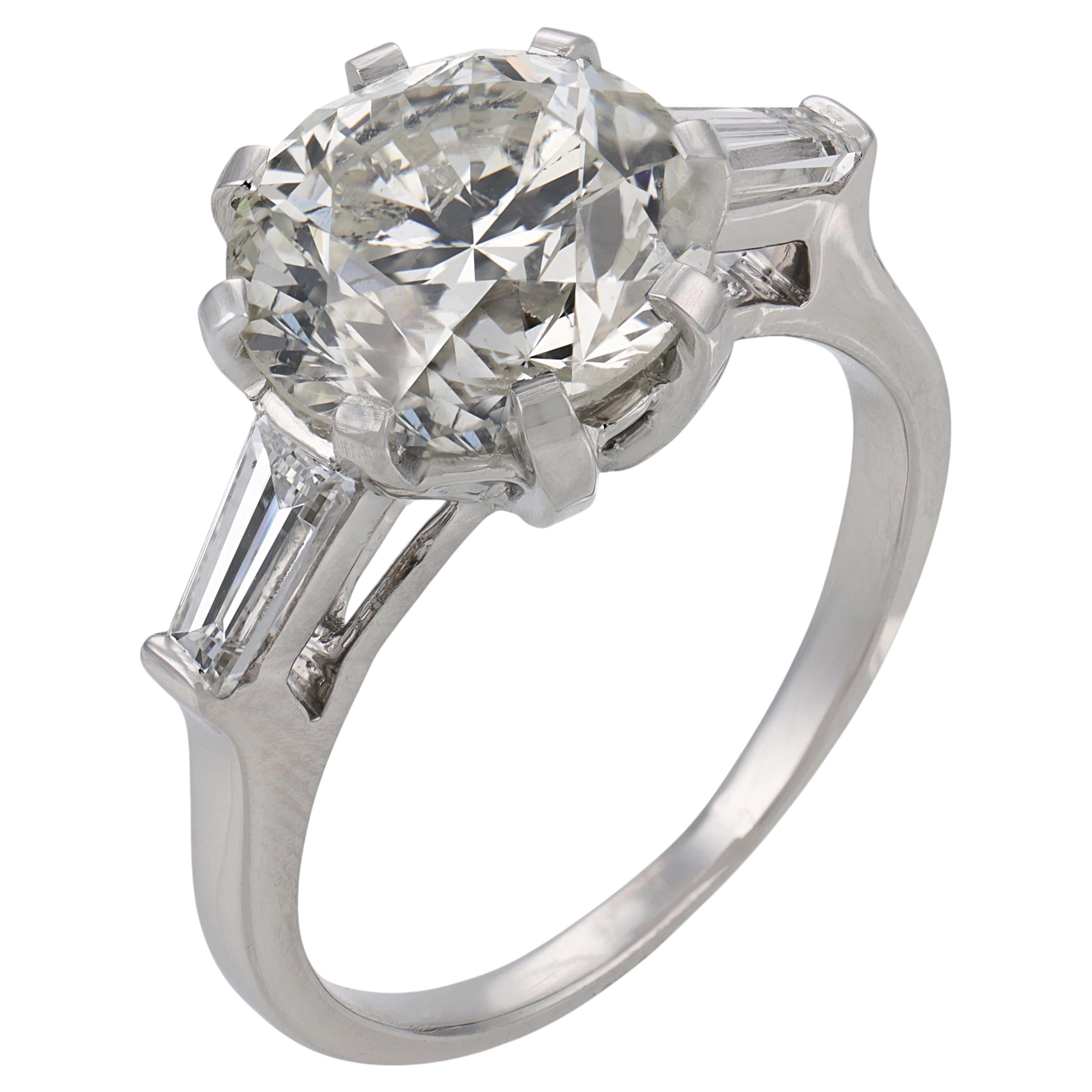 Mid Century GIA 4.27 carat diamond platinum engagement ring